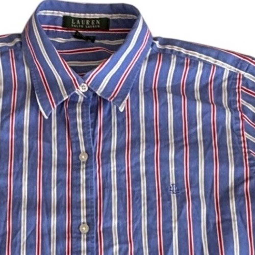 Lauren Ralph Lauren Blue Striped Button-Down Shirt